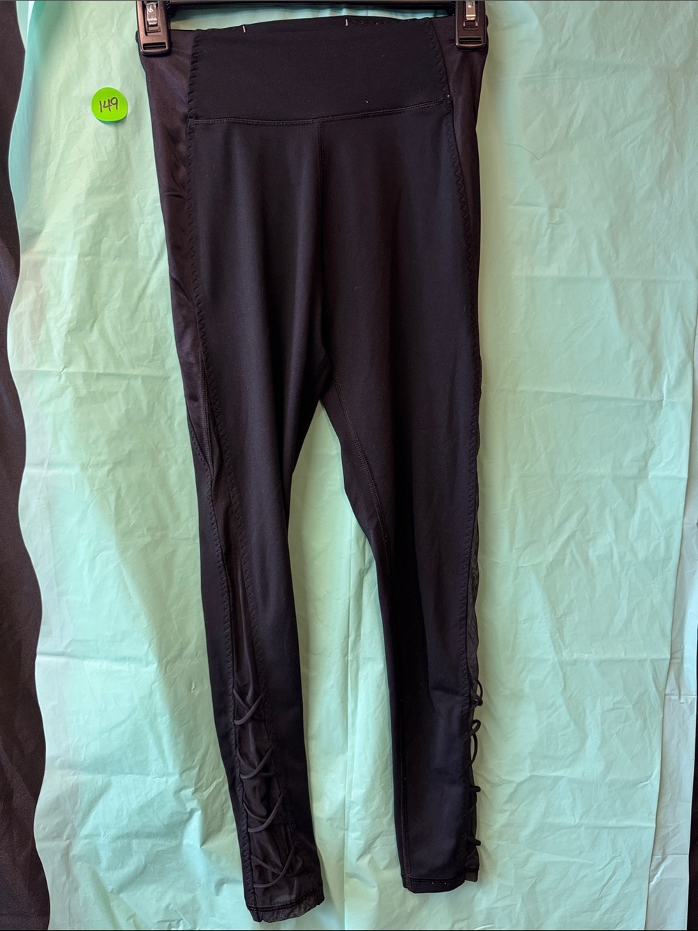 Victorias Secret Black Active Leggings with Side Lace-Up Detail